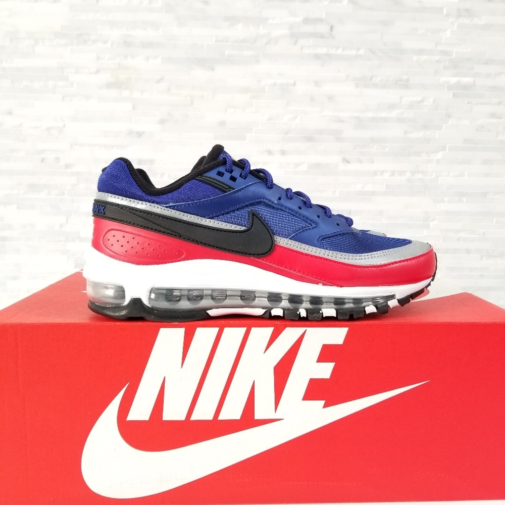 New NIKE Air Max 97/BW Royal Blue Red Sneakers